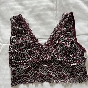 Altar’d State Lace Bralette in Maroon and Gray